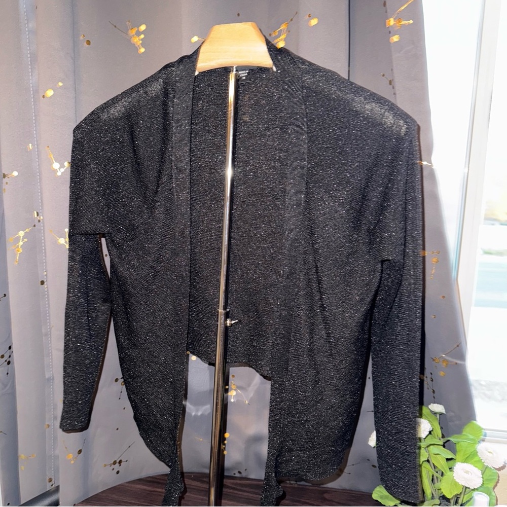 Bebe Black Glitter Cover Up Light Jacket